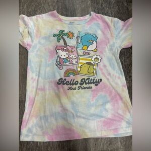 Hello Kitty Pink and Blue Tie-Dye Short Sleeve Tee